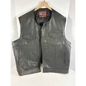 First Classic Leather Vest Men’s 6X Plus Size Motorcycle Biker Blank Patch Ready
